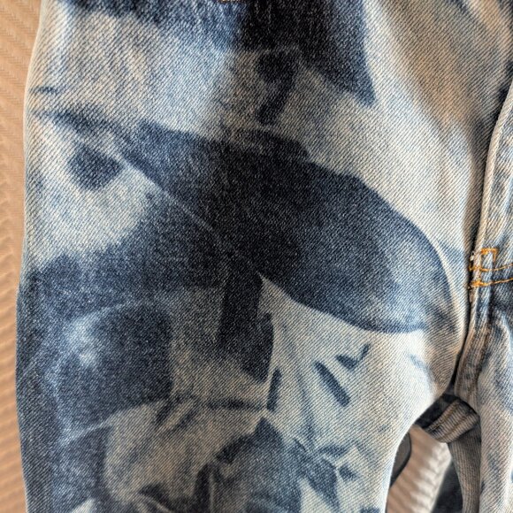 Express Bleus Vintage Abstract Tie Dye Bootcut Jeans Size 3/4 100% Cotton - Picture 5 of 10